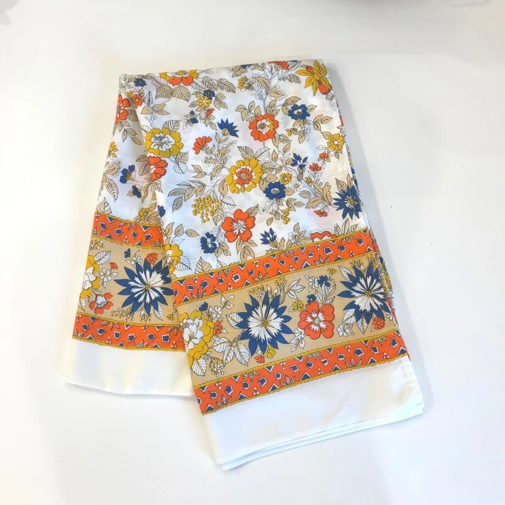 Floral Rectangular Tablecloth Orange Blue Flower Power 100x43